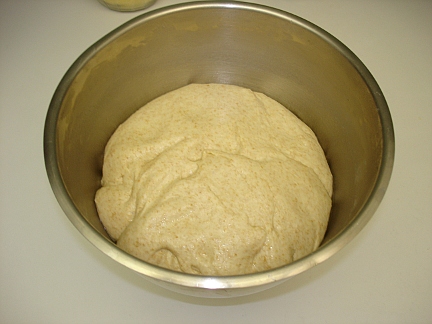 The dough has risen and doubled in size